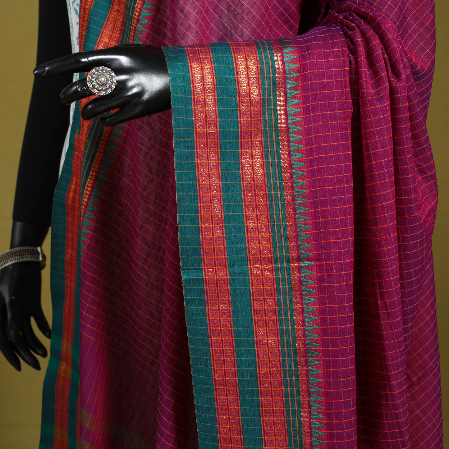 Purple - dharwad cotton dupatta with zari border 15