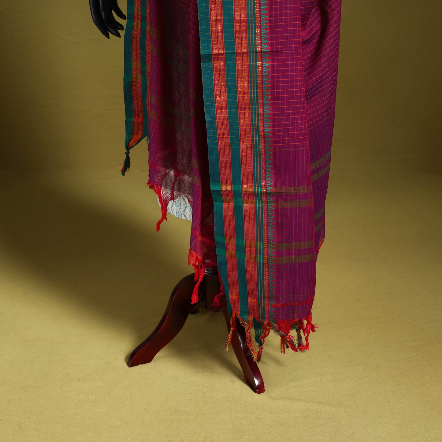 Purple - dharwad cotton dupatta with zari border 15