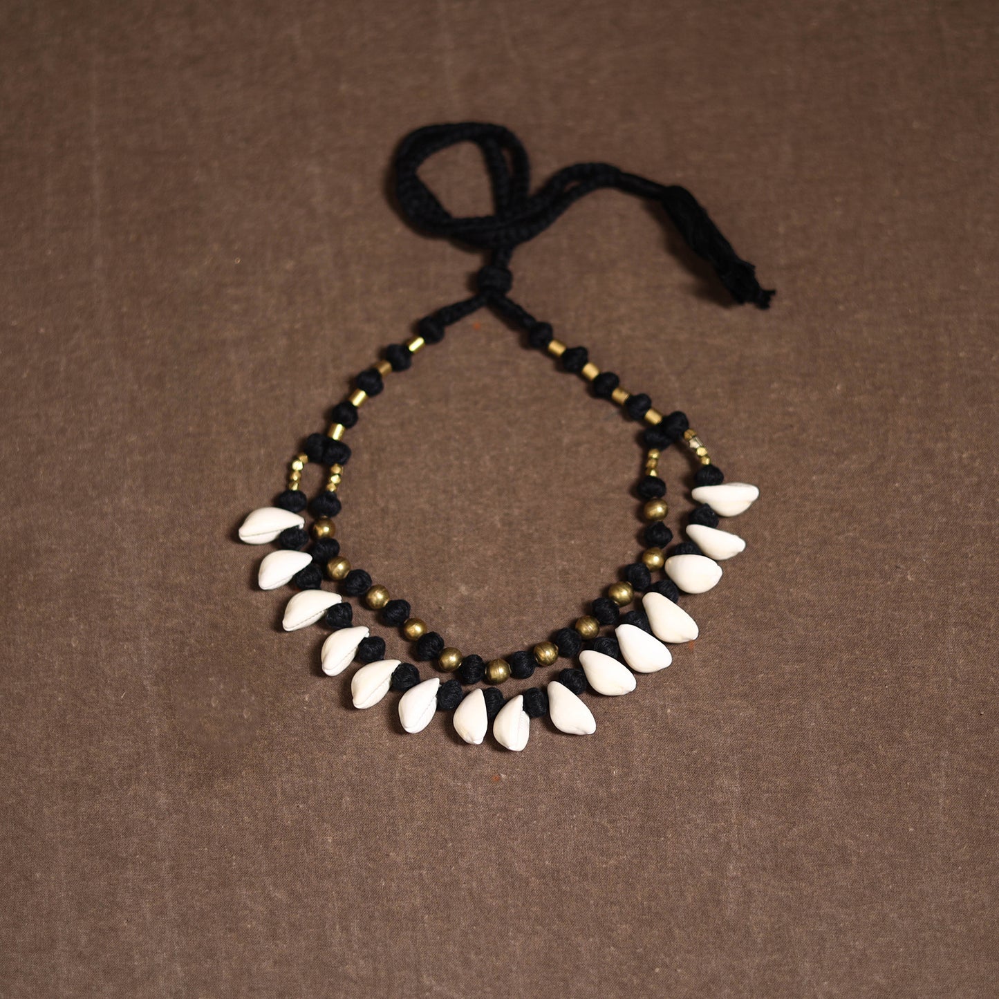 Tribal Odisha Dokra Thread & Shell Work Handmade Necklace 03
