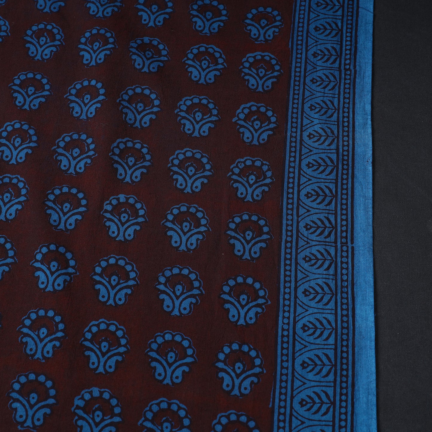 Black - Bagh Hand Block Printed Cotton Fabric