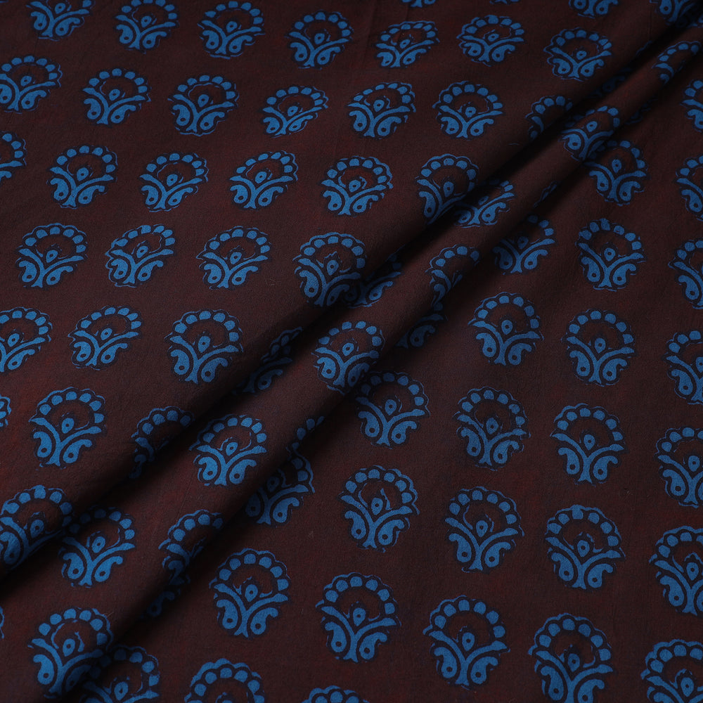 Black - Bagh Hand Block Printed Cotton Fabric