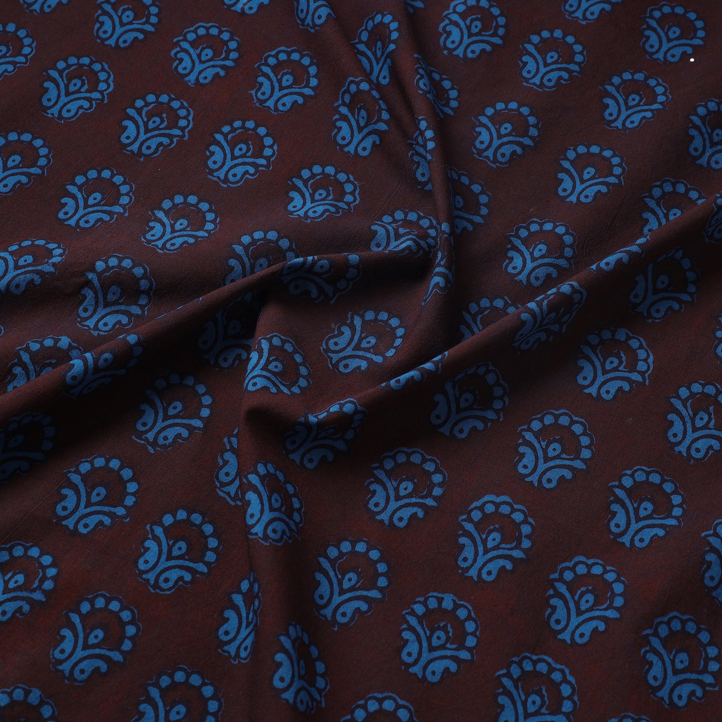 Black - Bagh Hand Block Printed Cotton Fabric