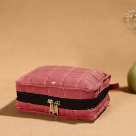 Pink Handmade 4 Pockets Cotton Jewelry Bag