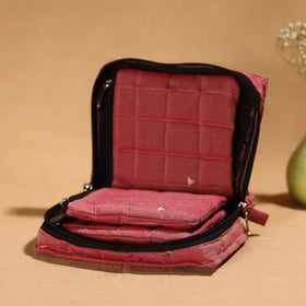 Pink Handmade 4 Pockets Cotton Jewelry Bag