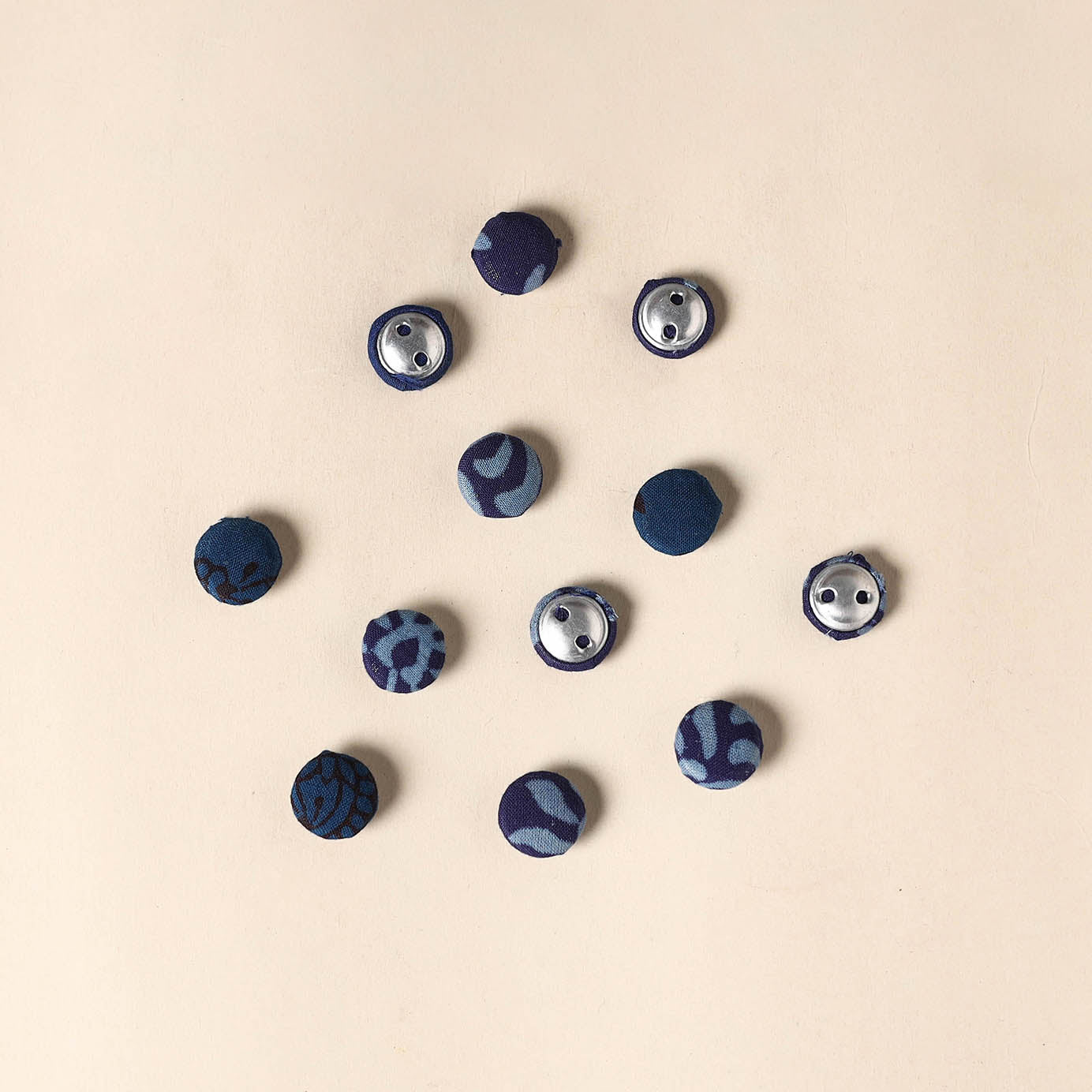  Blue Handmade Fabric Button Small at iTokri