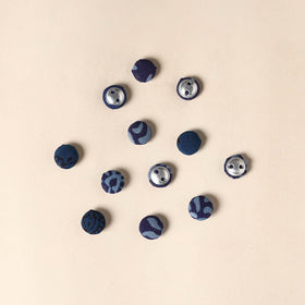  Blue Handmade Fabric Button Small at iTokri