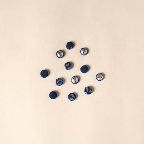  Blue Handmade Fabric Button Small at iTokri