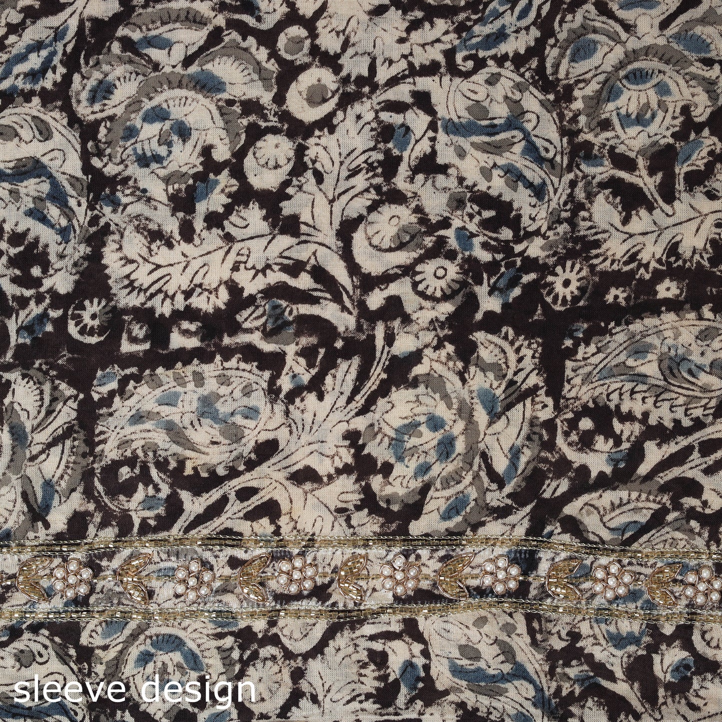 Kalamkari Print Hand Embroidery Cotton Blouse Piece 