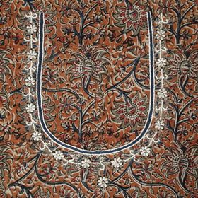 Orange - kalamkari hand embroidery cotton blouse piece 24