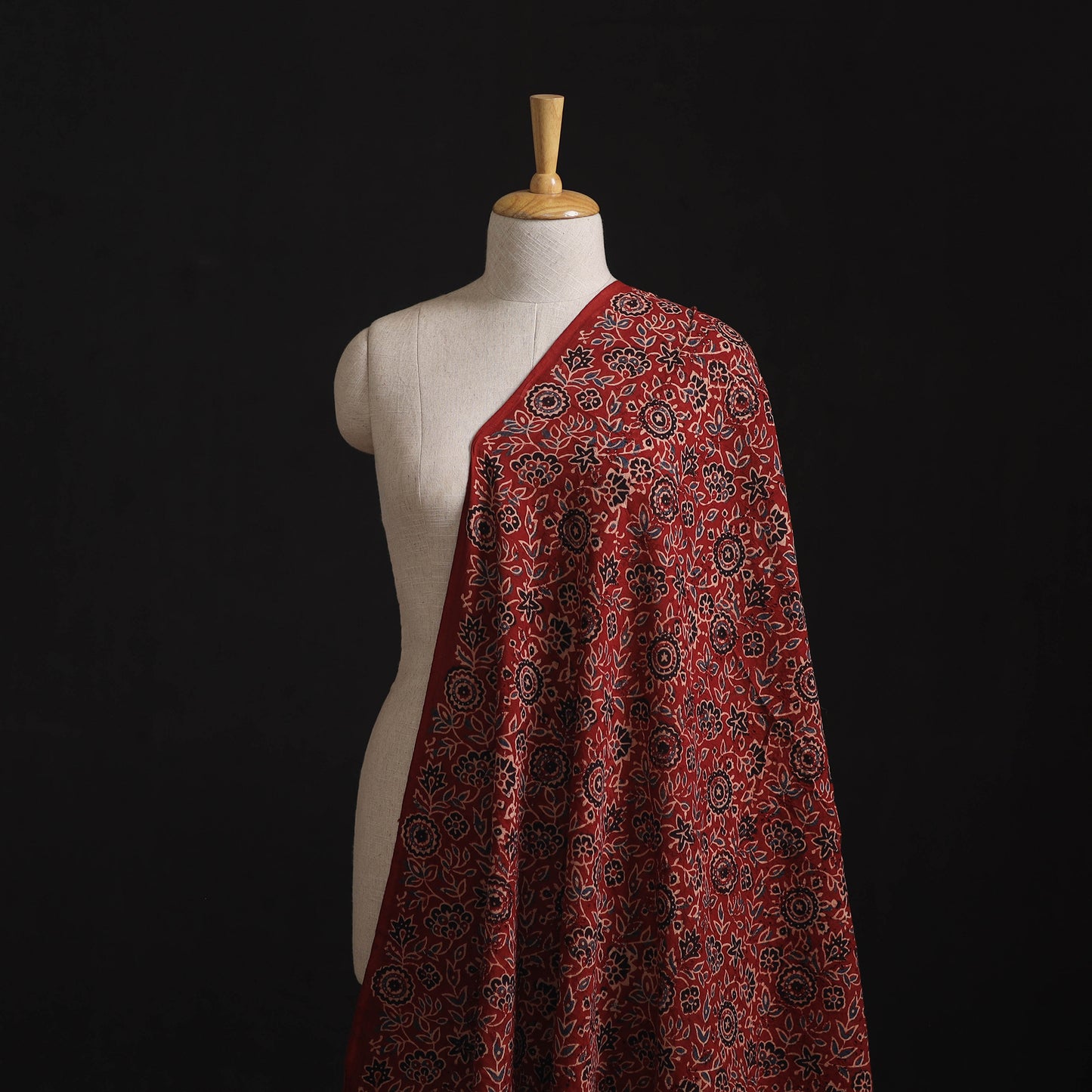 Ajrakh Hand Block Print Natural Dyed Cotton Hakoba Fabric 47
