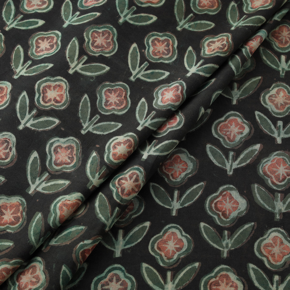 Pomegranate Peel Hand Block Print Cotton Fabric 01