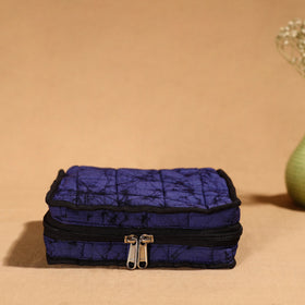 Blue Handmade 4 Pockets Cotton Jewelry Bag 