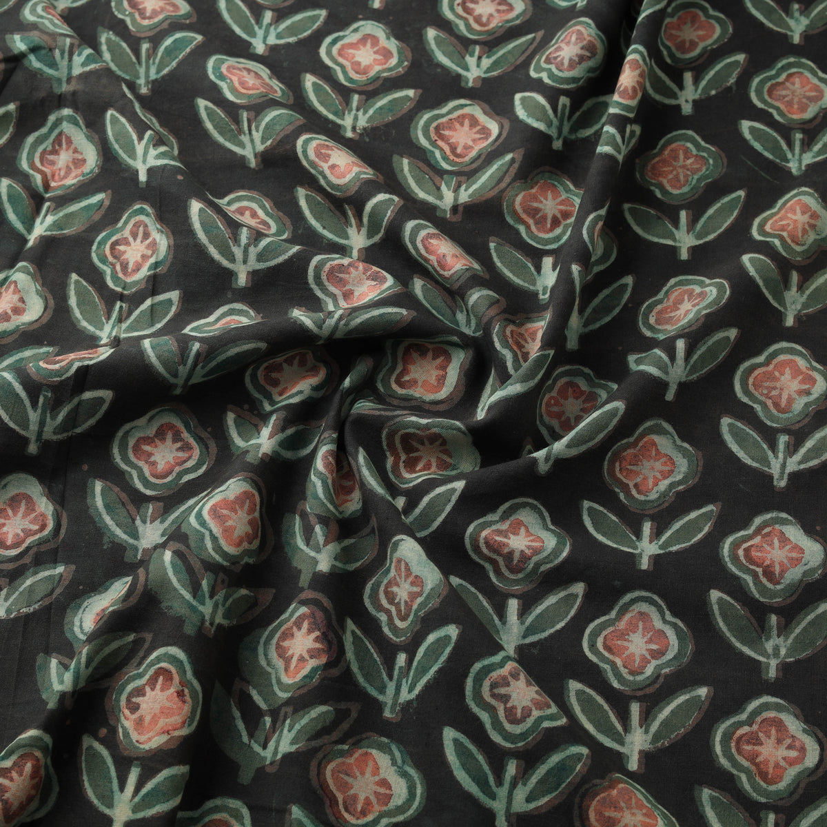Pomegranate Peel Hand Block Print Cotton Fabric 01