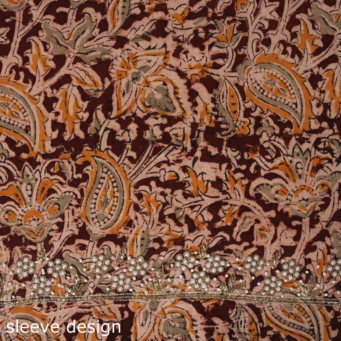 Maroon - kalamkari hand embroidery cotton blouse piece 21