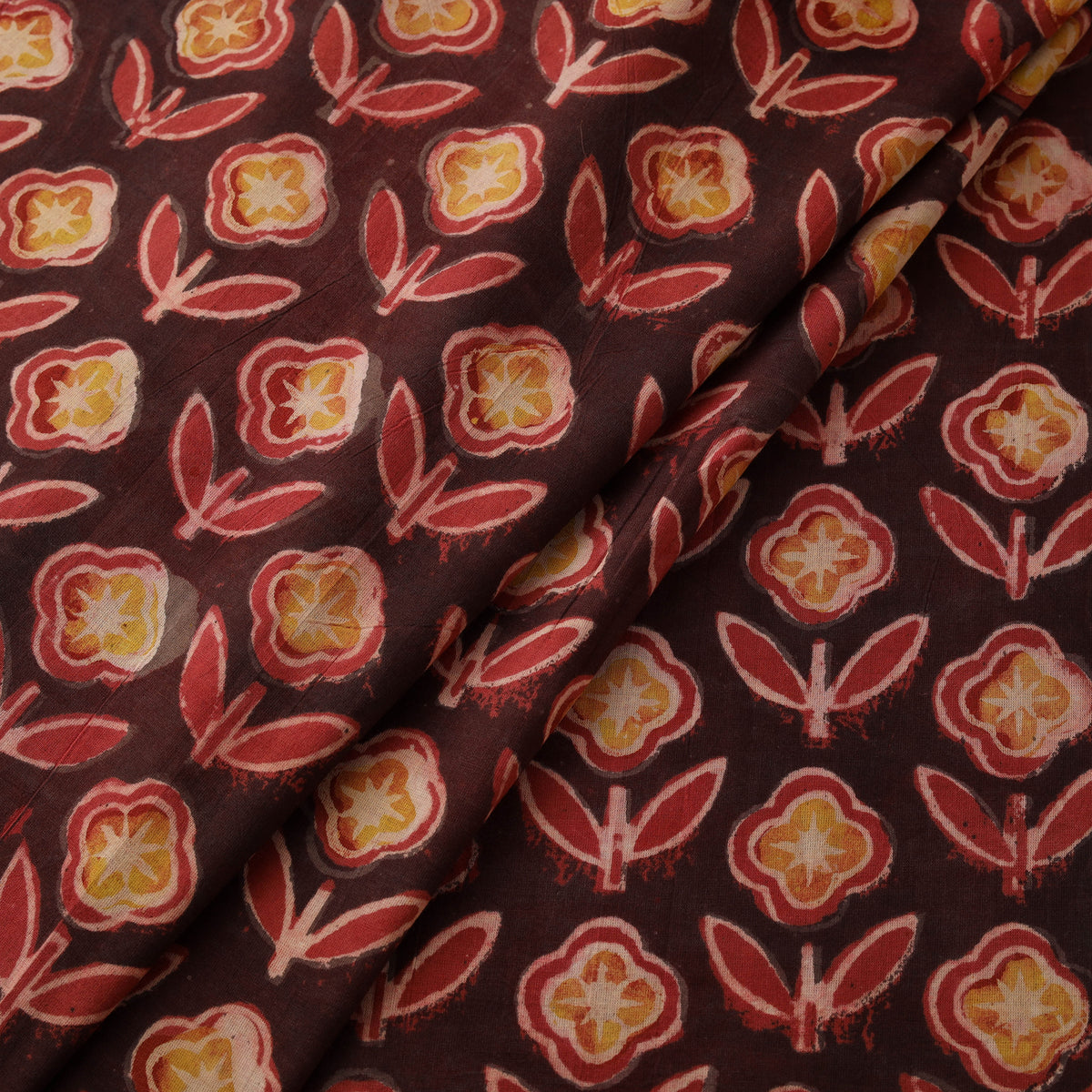 Pomegranate Peel Hand Block Print Cotton Fabric 02