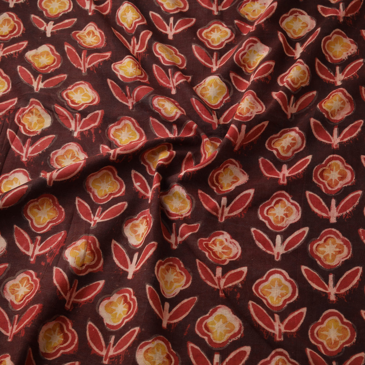 Pomegranate Peel Hand Block Print Cotton Fabric 02