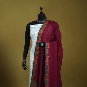 Maroon - dharwad cotton dupatta with zari border 21