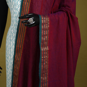Maroon - dharwad cotton dupatta with zari border 21