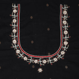 Black Polka Dot Hand Embroidery Cotton Blouse Piece