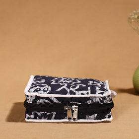 Blue Handmade 4 Pockets Cotton Jewelry Bag 