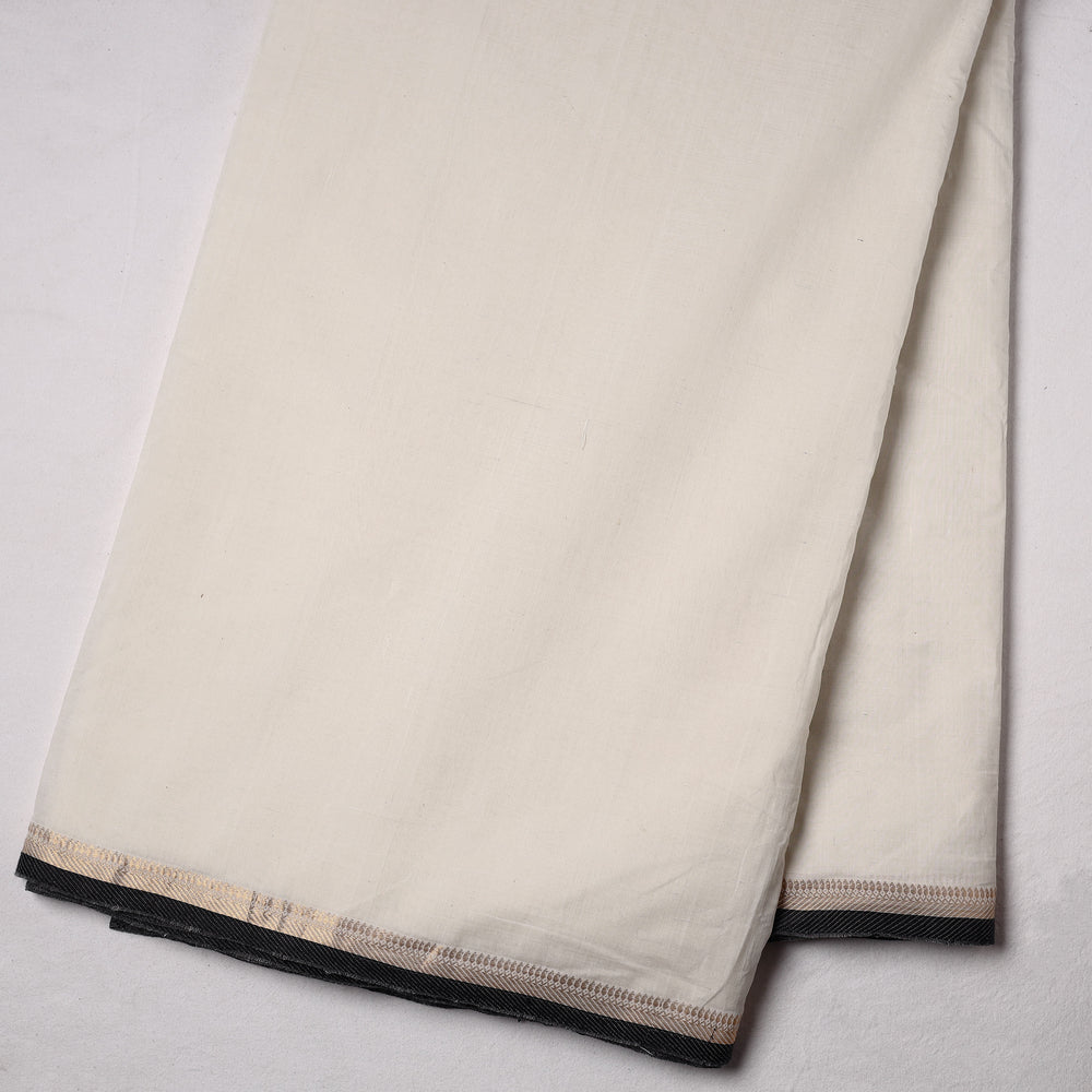 White - Mangalagiri Handloom Cotton Fabric with Zari Border 07