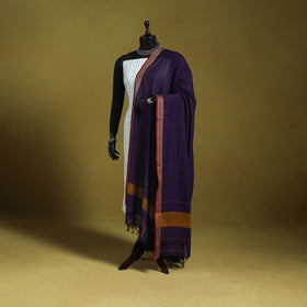 Purple - dharwad cotton dupatta with zari border 26