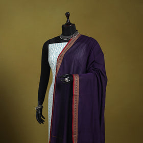 Purple - dharwad cotton dupatta with zari border 26