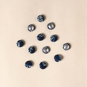  Blue Handmade Fabric Button Small at iTokri