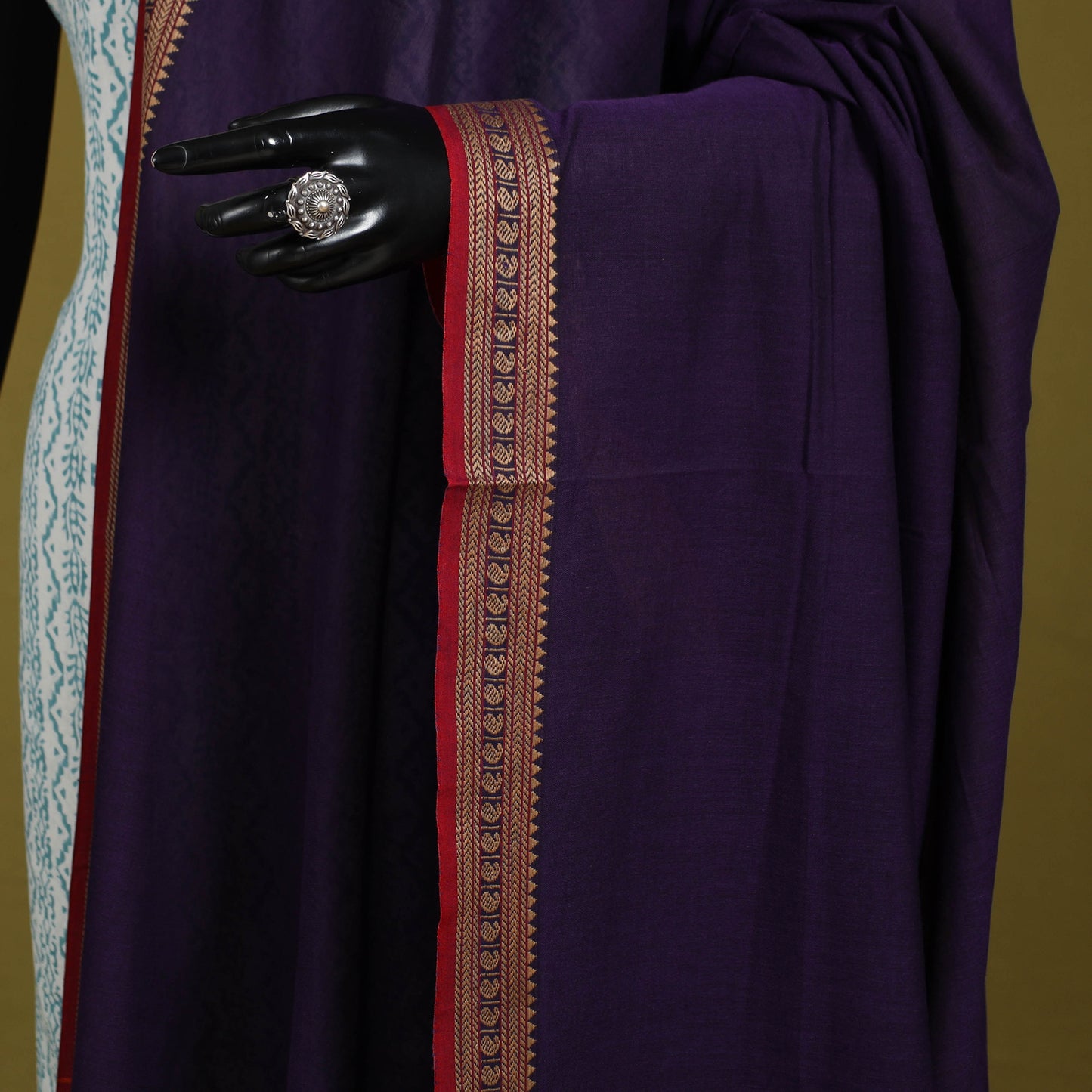 Purple - dharwad cotton dupatta with zari border 26