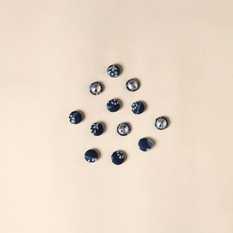  Blue Handmade Fabric Button Small at iTokri