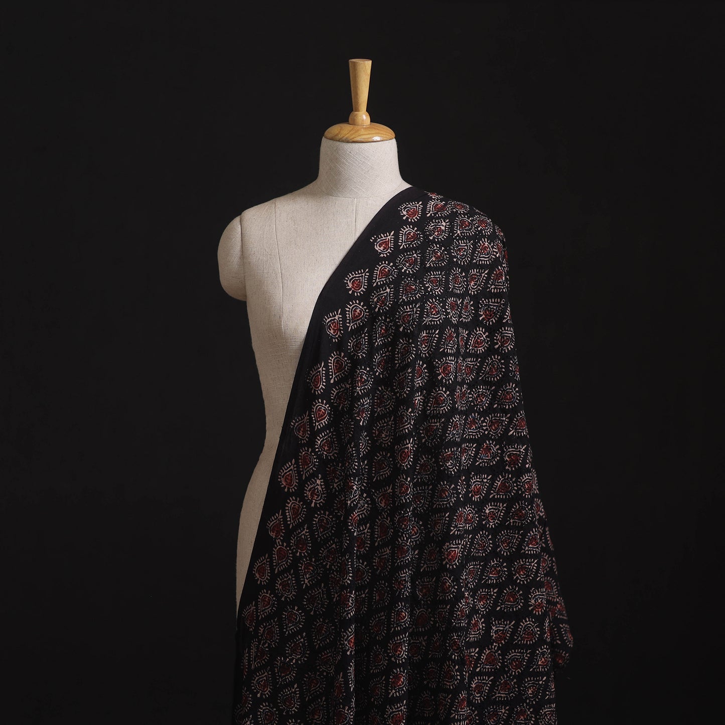 Ajrakh Hand Block Print Natural Dyed Cotton Hakoba Fabric 77