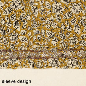 Yellow Bagru Print Hand Embroidery Cotton Blouse Piece 