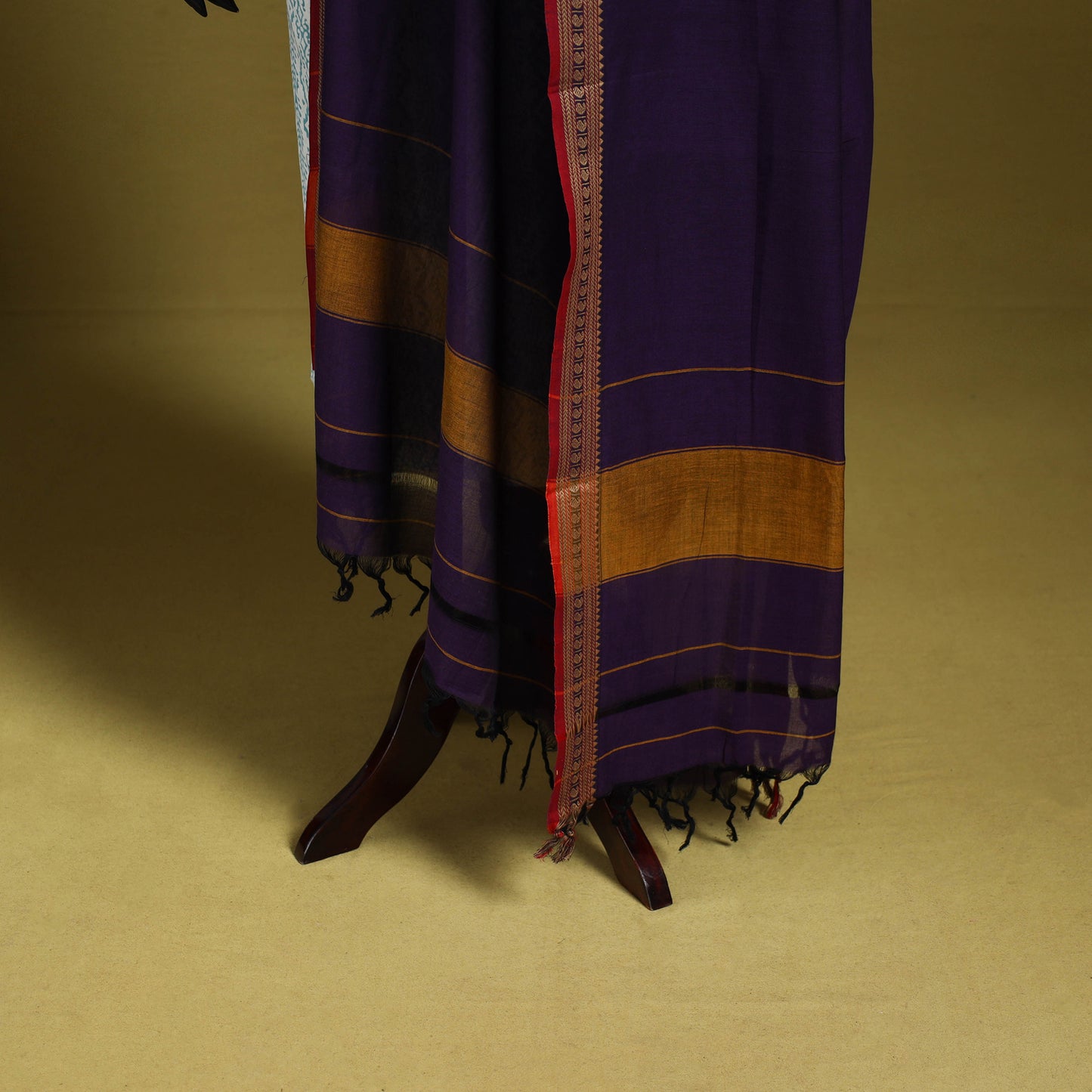 Purple - dharwad cotton dupatta with zari border 26