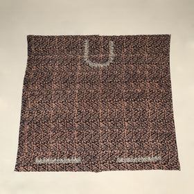 Brown Batik Print Hand Embroidery Cotton Blouse Piece 