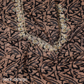 Brown Batik Print Hand Embroidery Cotton Blouse Piece 