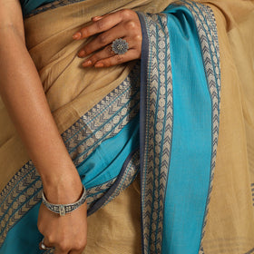 Brown - bengal woven border handloom cotton saree 61