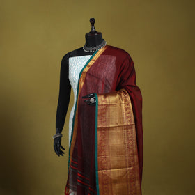 Maroon - dharwad cotton dupatta with zari border 29