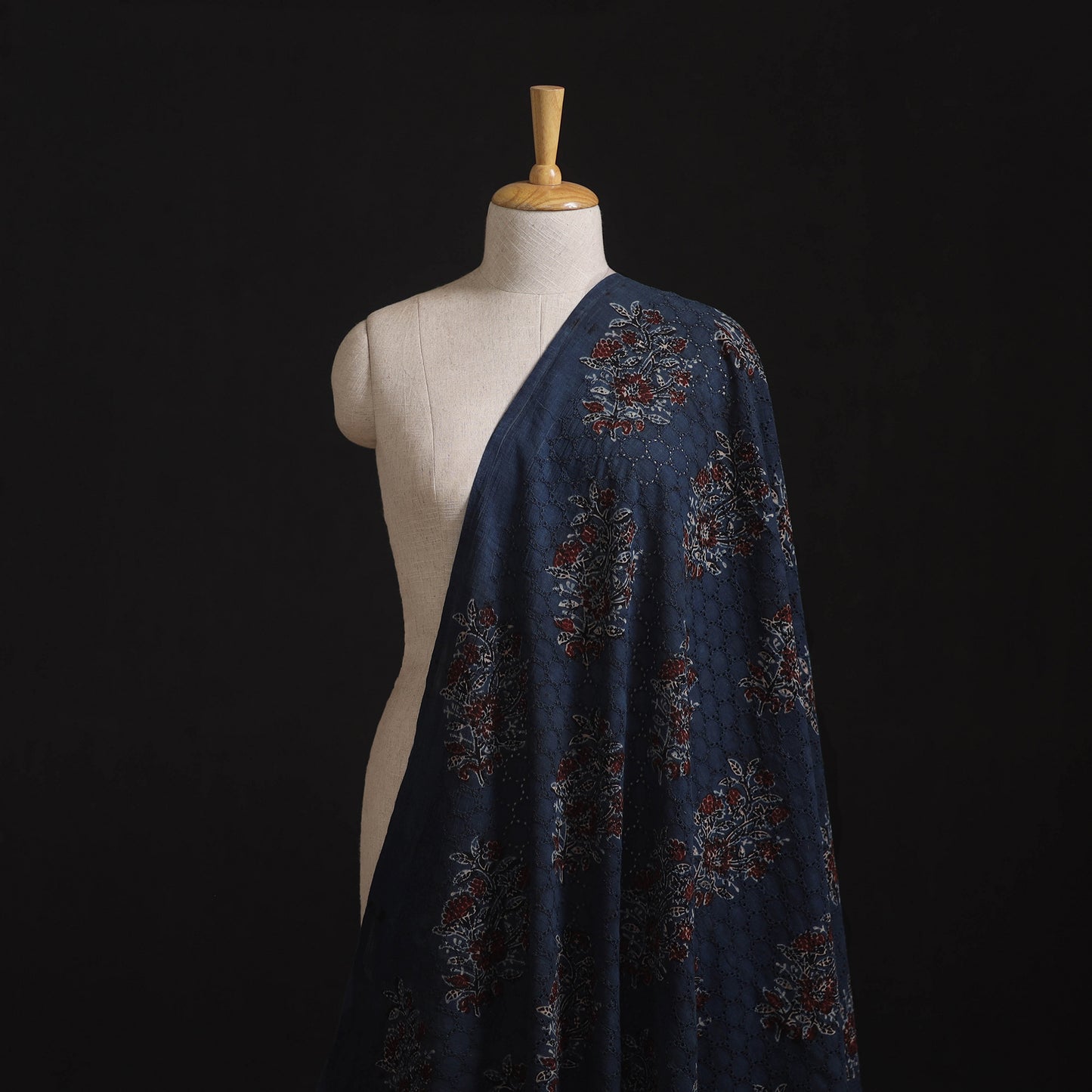 Ajrakh Hand Block Print Natural Dyed Cotton Hakoba Fabric 90