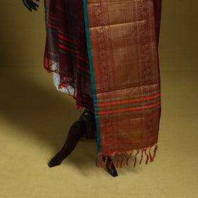 Maroon - dharwad cotton dupatta with zari border 29