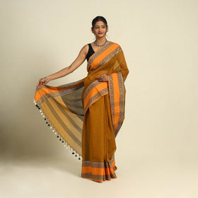 Buy Brown Bengal Woven Border Handloom Cotton Saree 