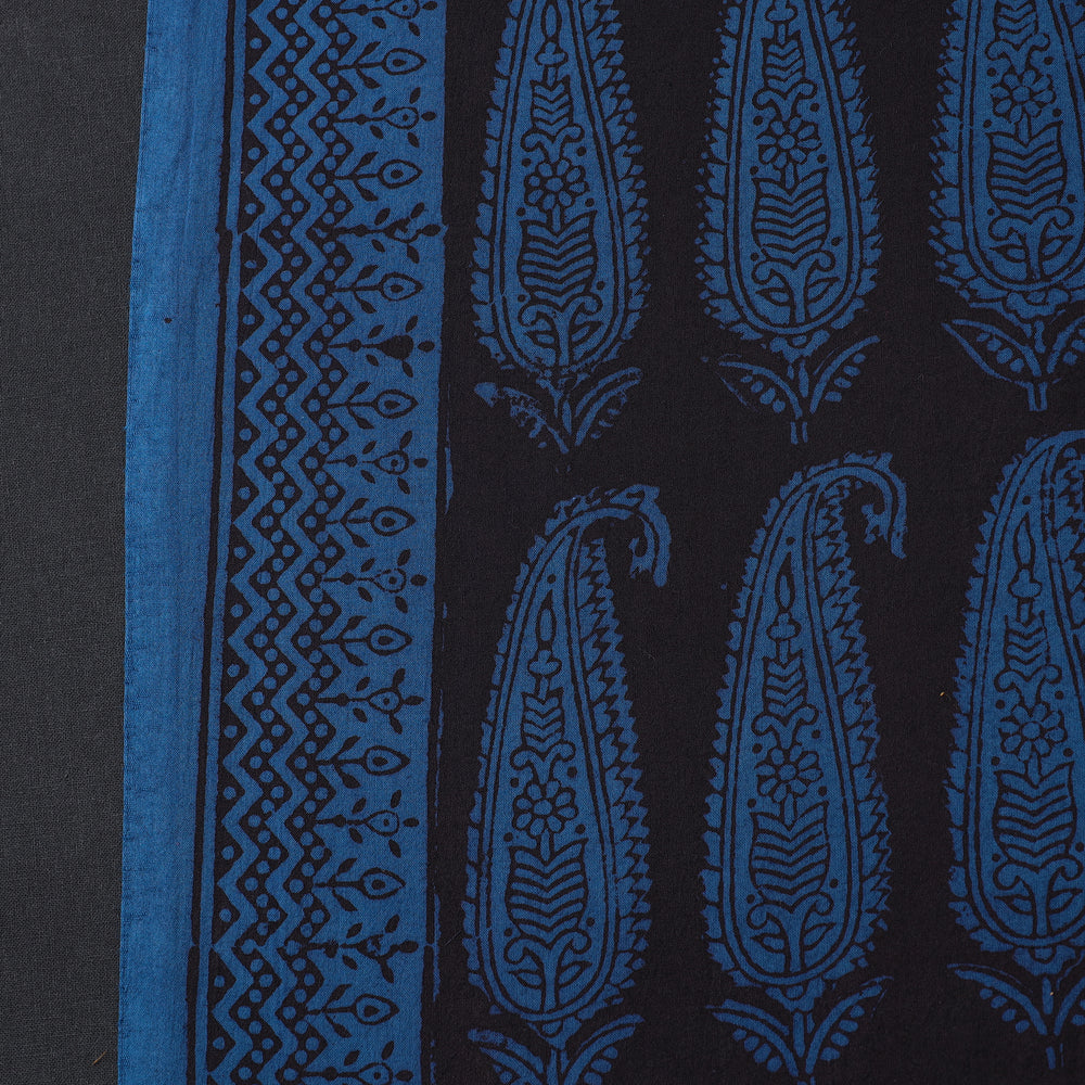 Black - Bagh Hand Block Printed Cotton Fabric