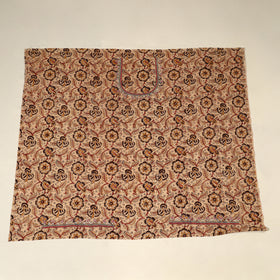 Beige Kalamkari Print Hand Embroidery Cotton Blouse Piece