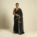  Black Handloom Cotton Zari & Thread Buti Venkatagiri Saree