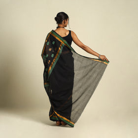  Black Handloom Cotton Zari & Thread Buti Venkatagiri Saree