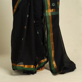  Black Handloom Cotton Zari & Thread Buti Venkatagiri Saree