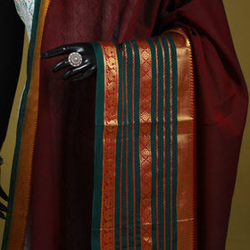 Maroon - dharwad cotton dupatta with zari border 34
