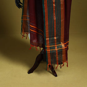 Maroon - dharwad cotton dupatta with zari border 34