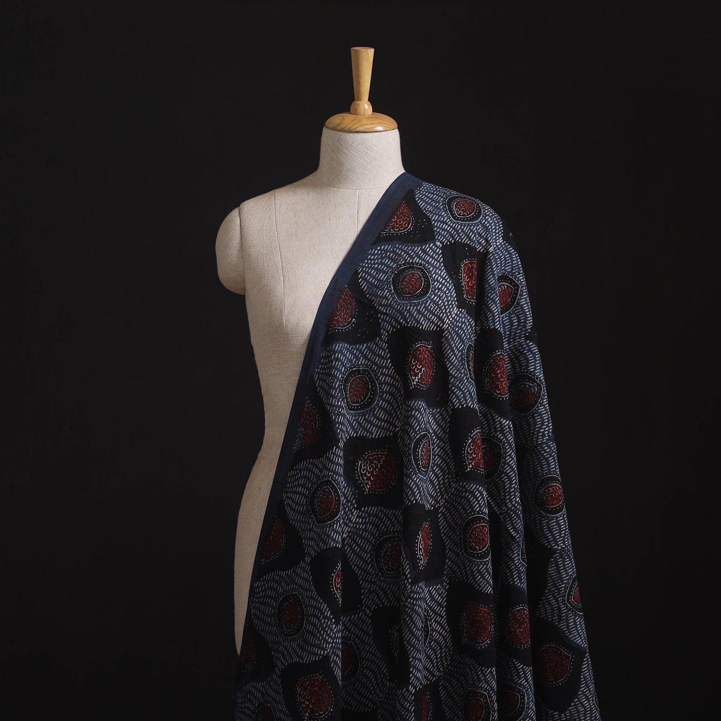 Ajrakh Hand Block Print Natural Dyed Cotton Hakoba Fabric 115