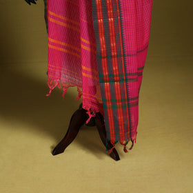Pink - dharwad cotton dupatta with zari border 35