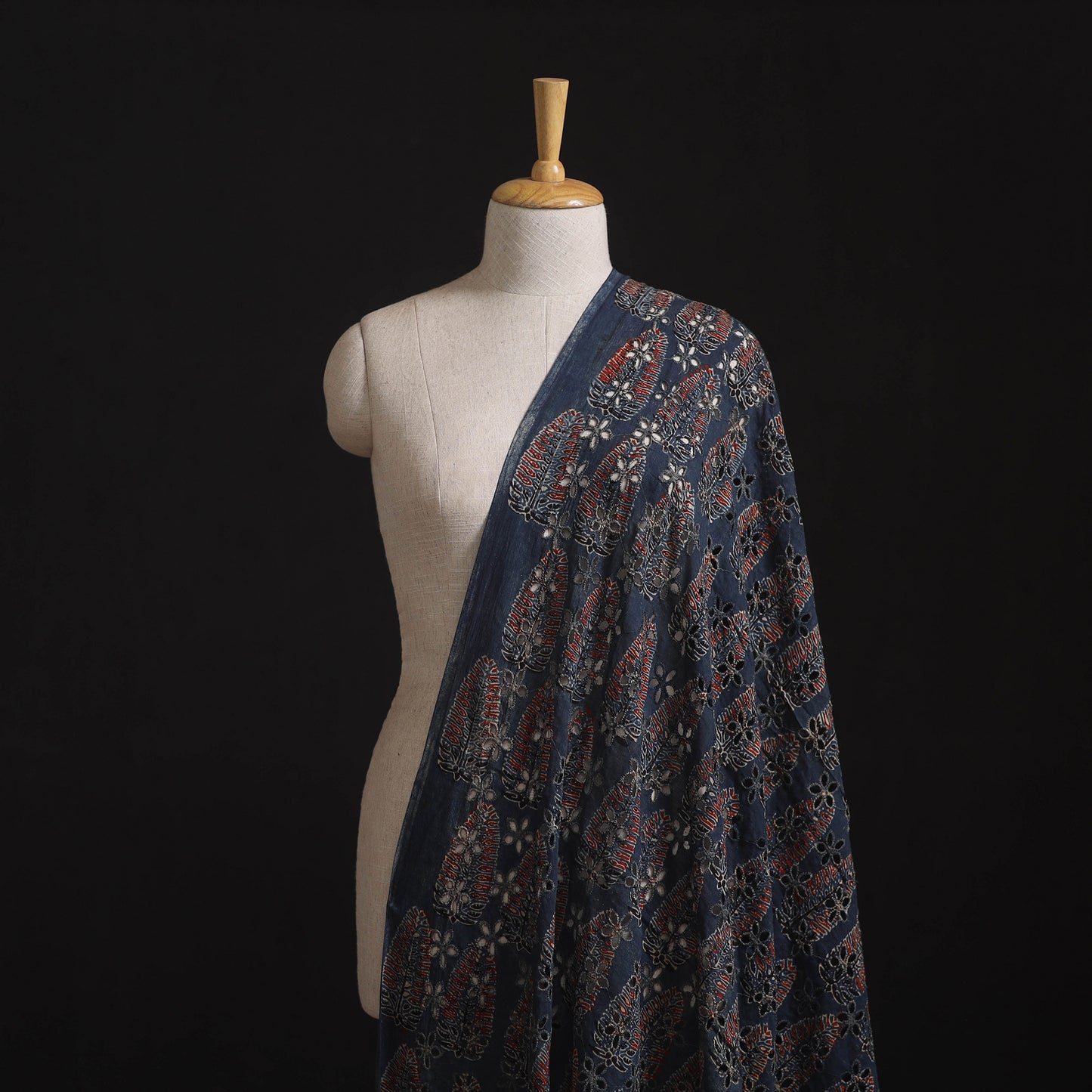 Ajrakh Hand Block Print Natural Dyed Cotton Hakoba Fabric 118